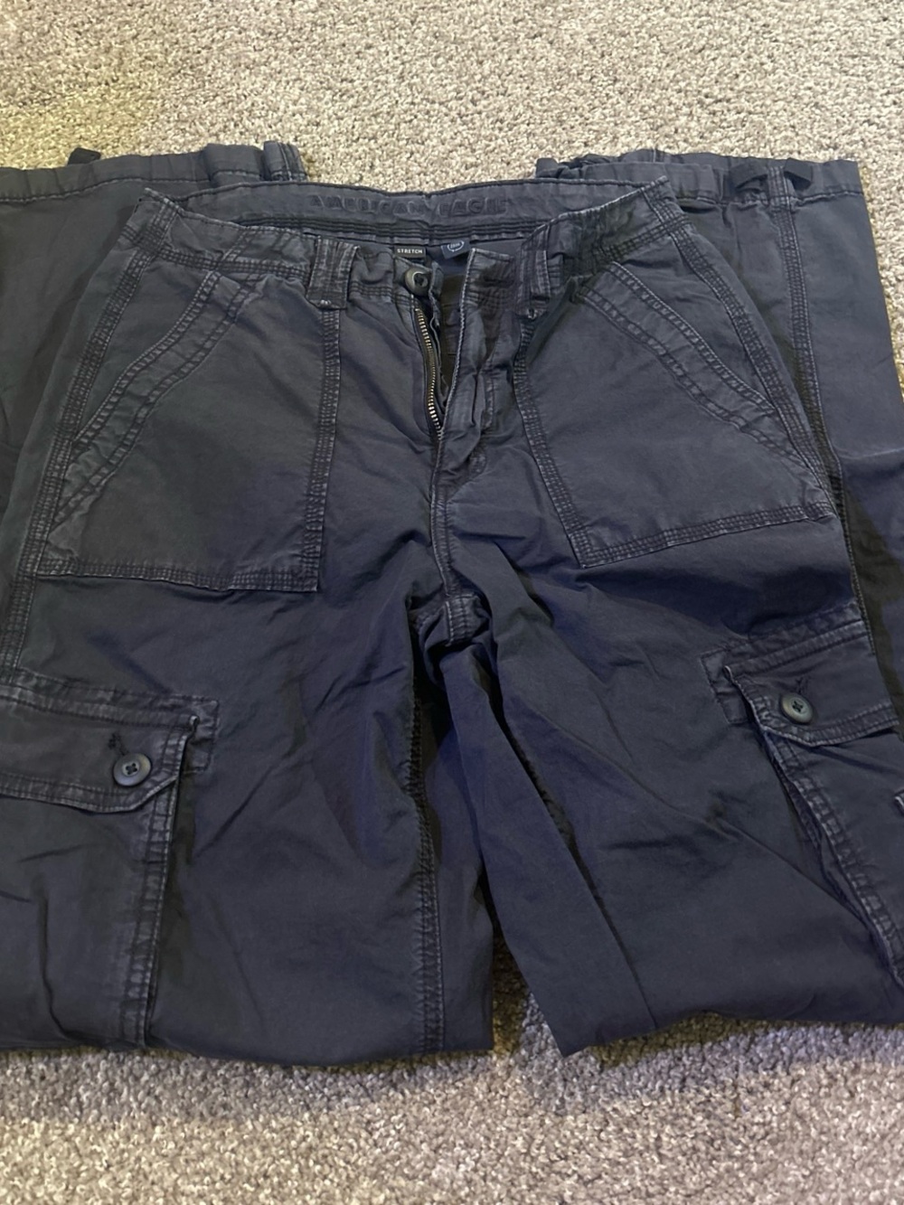 American Eagle Outfitters Men's Navy Cargo Pants - Dark Blue